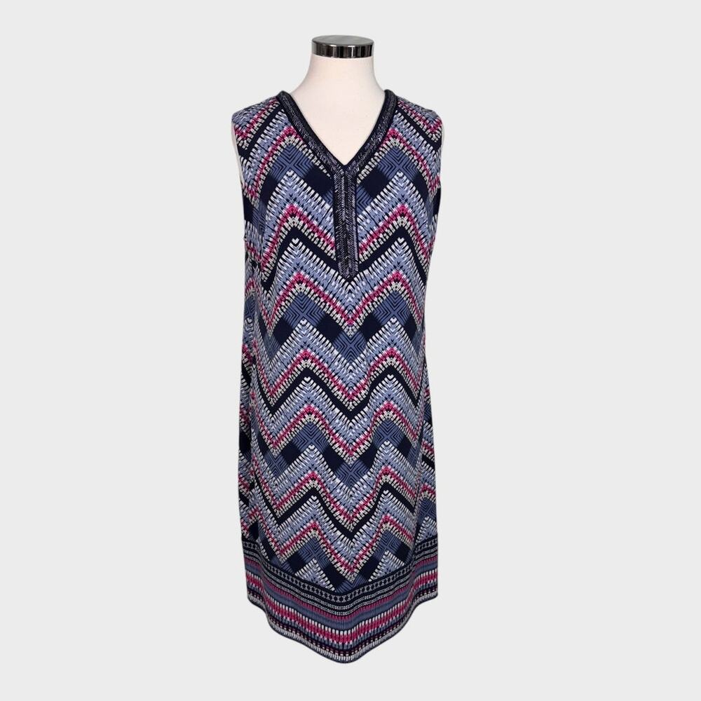 JM Collection Woman 0X Chevron Print Sleeveless Shift Dress Polyester Spandex